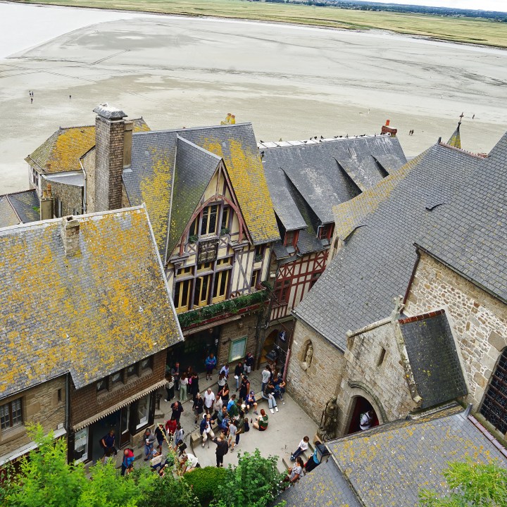Houses in the medieval village of Mont Saint Michel in Normandy, France